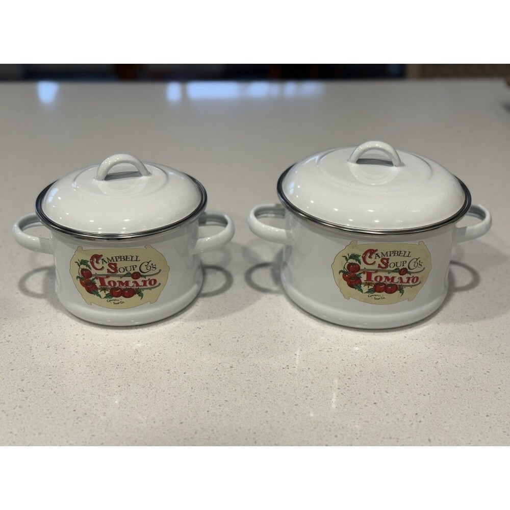 Vintage 1991 Campbells Soup Mini Porcelain Enamel Pots
